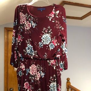 Red Flower Pattern Dress